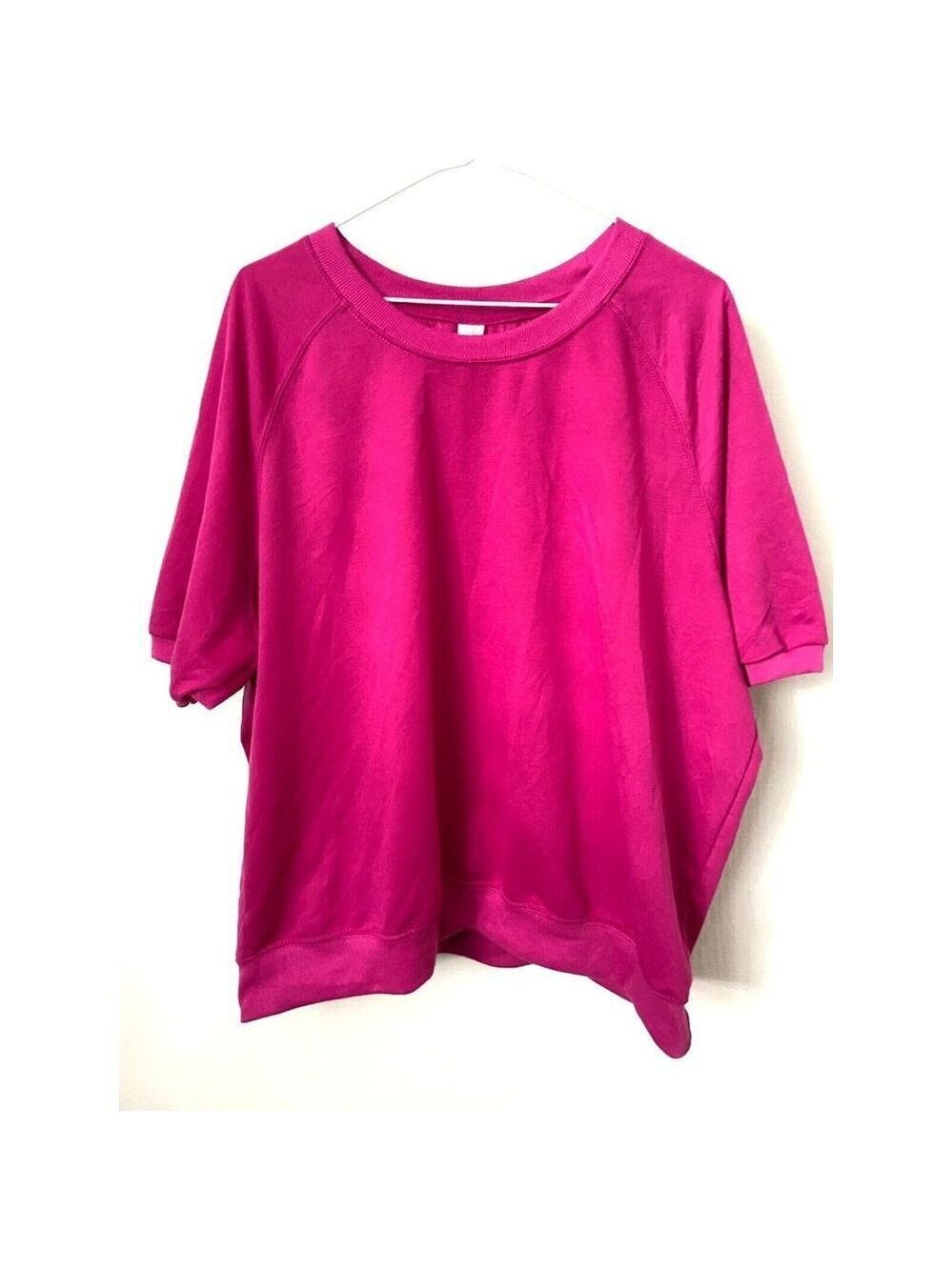 Just Be Women's Bright Pink Short Sleeve Sweatshirt Size 3x